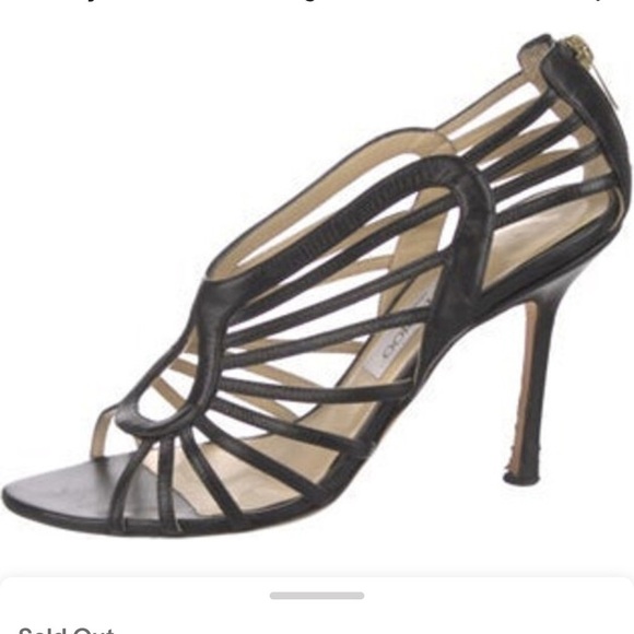 Jimmy Choo Samoa Leather Cut Out Cage Heels Sandals Sz 38.5...